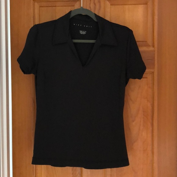 women's dri fit black polo